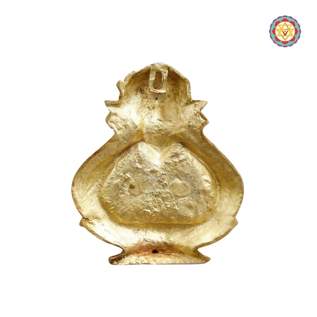 top view of engraved kalash revealing intricate Lakshmi and Ganesh artwork