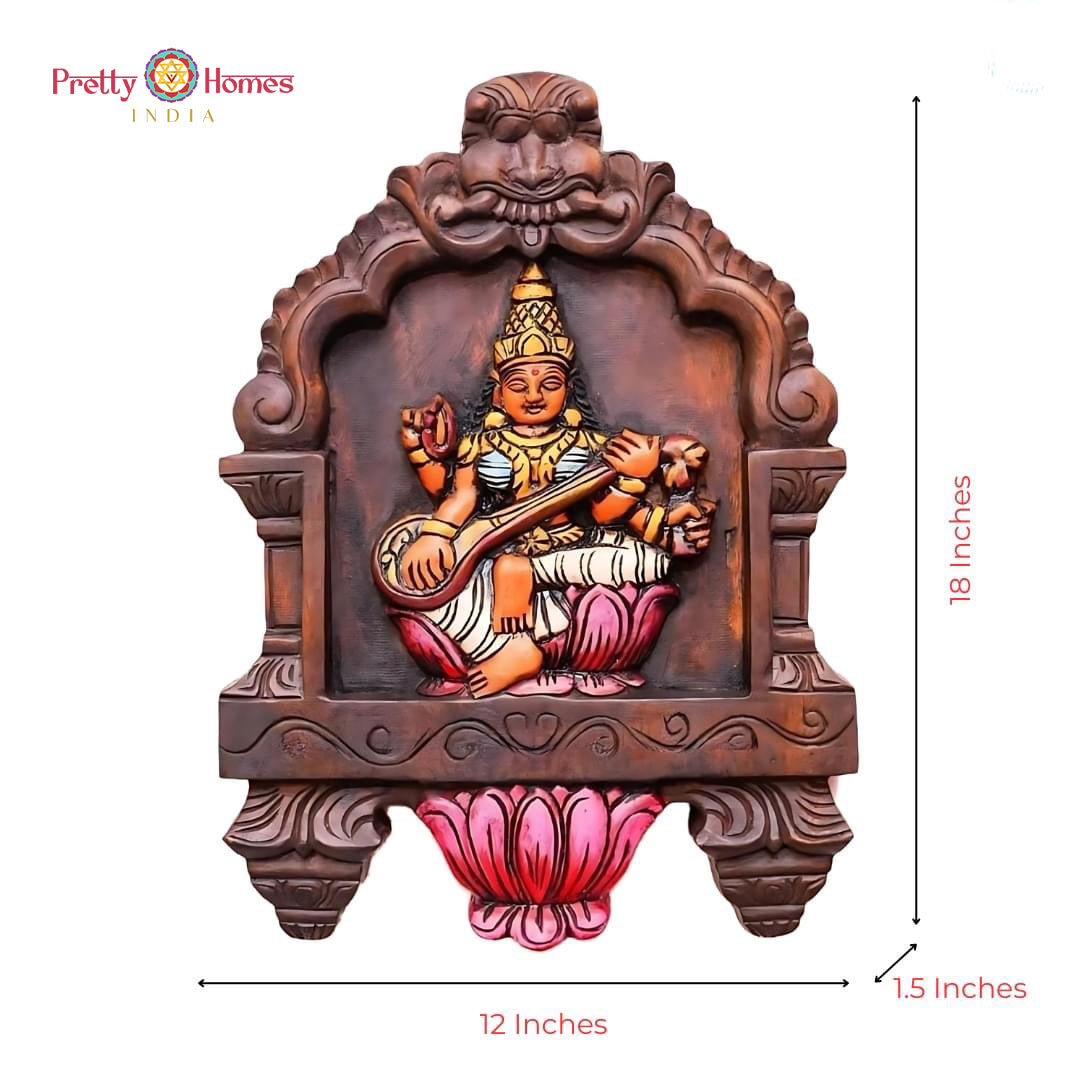 Handcarved Ganesha panel — spiritual Indian wooden wall sculpture.