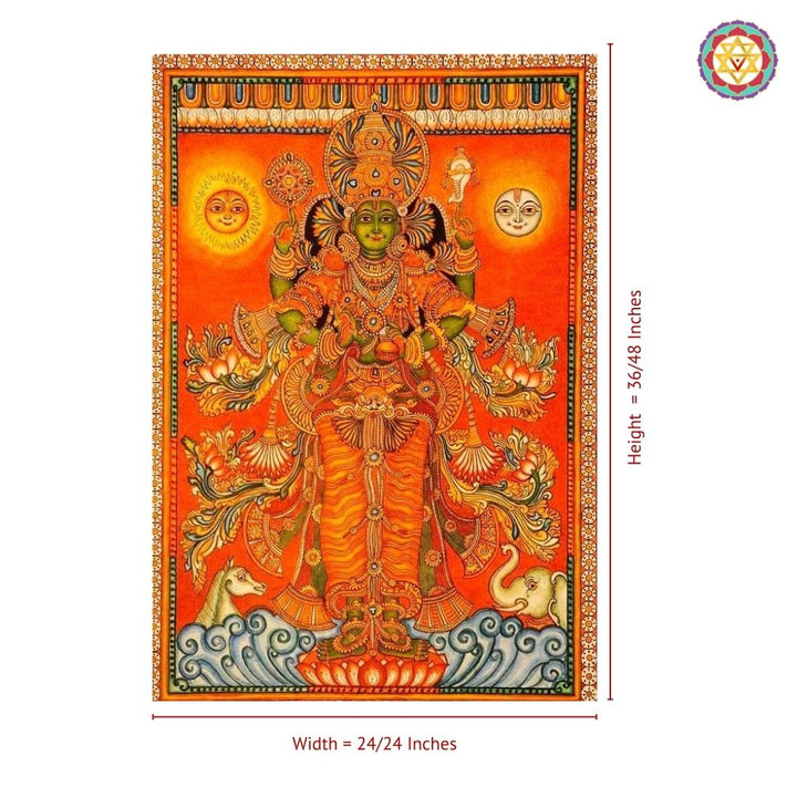Kerala Mural Style Standing Mahavishnu Handpainting – A Timeless Depiction of Divine Presence