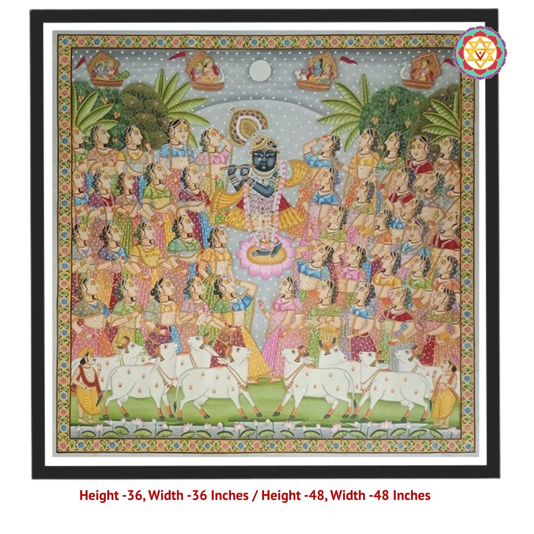Handpainted pichwai-Shrinathji’s Sharad Poornima – A Gopika Celebration