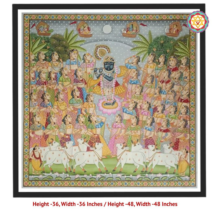 Handpainted pichwai-Shrinathji’s Sharad Poornima – A Gopika Celebration