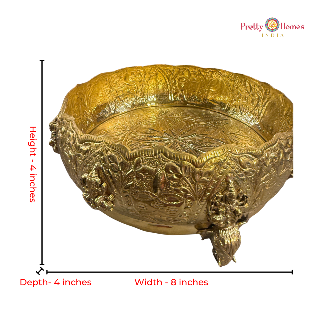 Super Fine Brass Ashtalakshmi Uruli with Elephant Legs