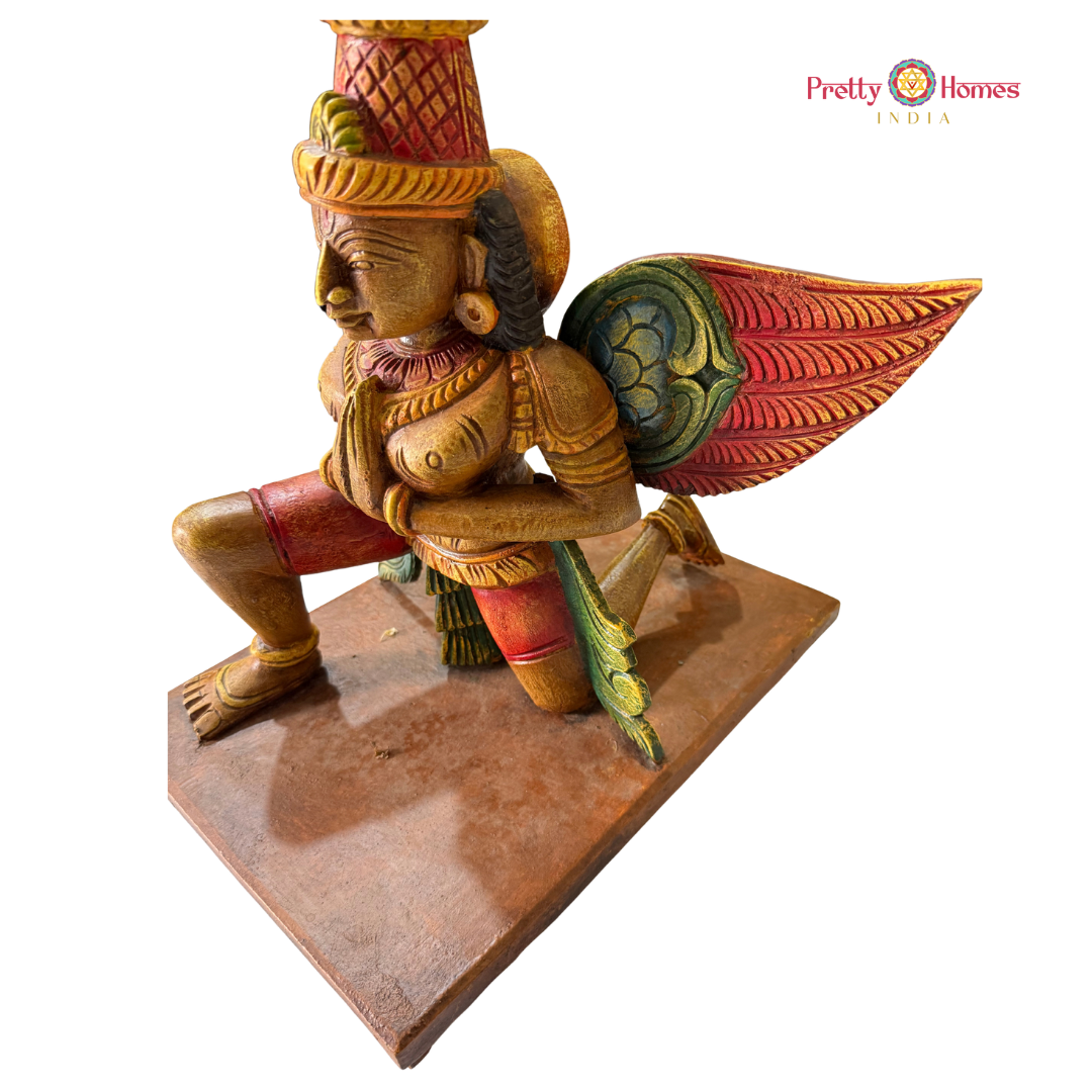 Hand-Carved Garuda Statue with Stand