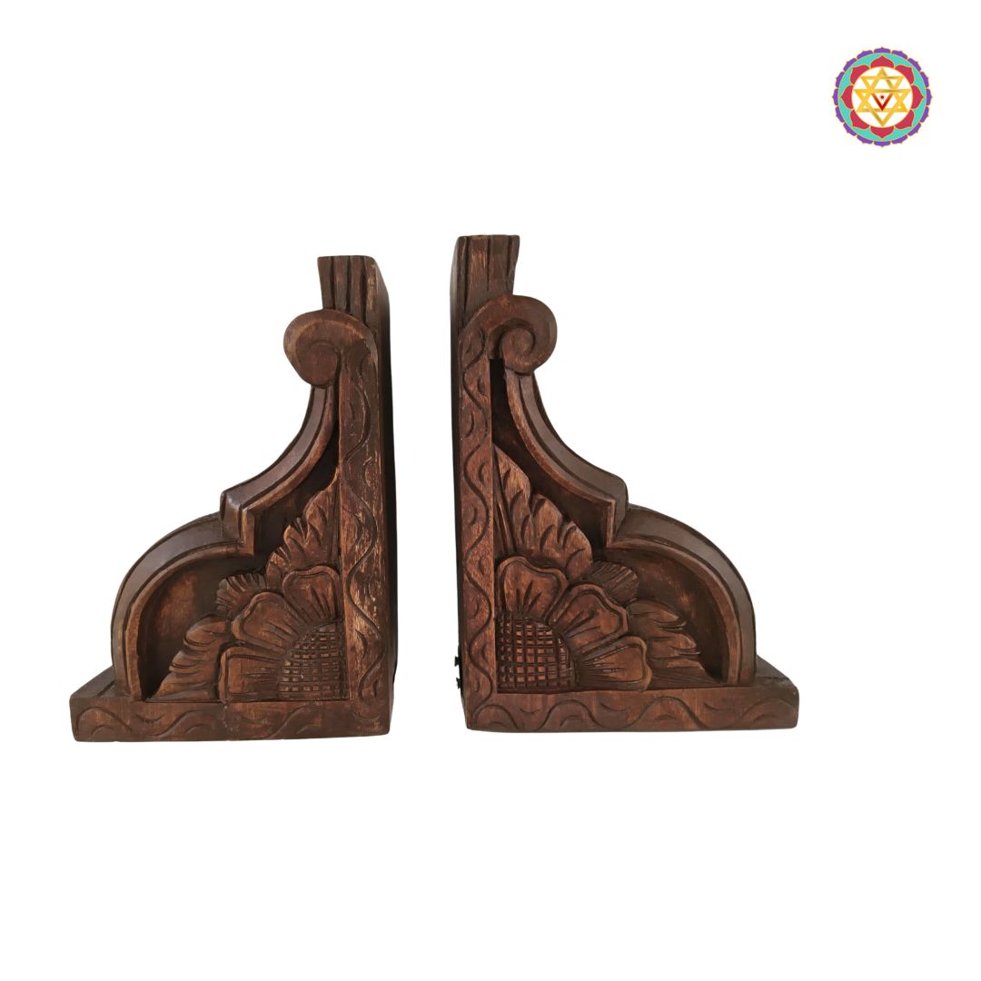 “12 inch contemporary floral wooden wall bracket with polish finish”