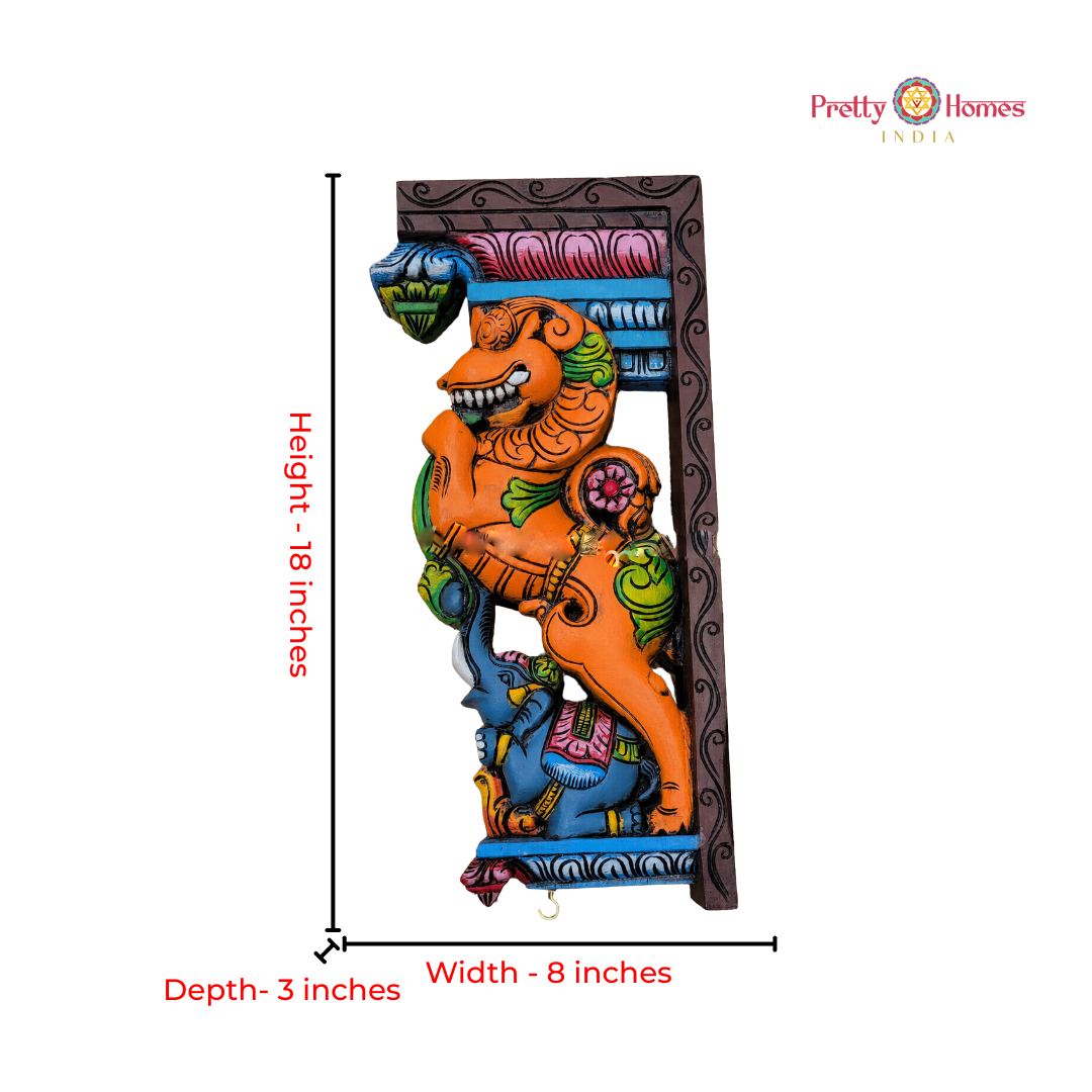 18-Inch Multicolour Yali with Elephant