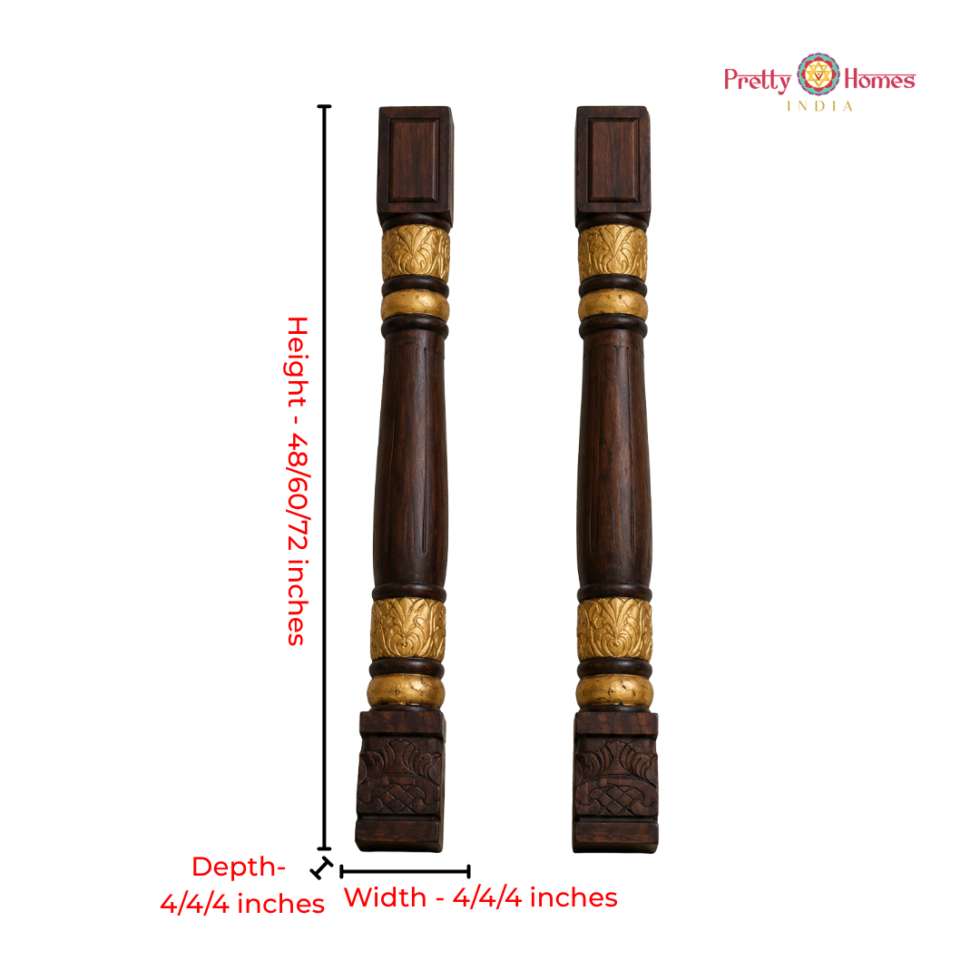 Wood-Carved Chettinad-Style Side Pillars (single piece)