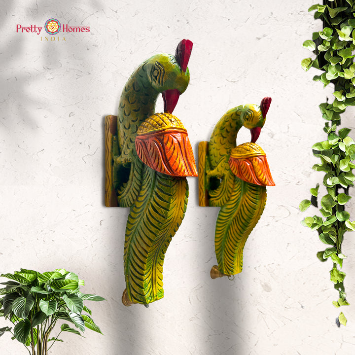 Woodcarved Parrot hanging /wall decor (Pair)