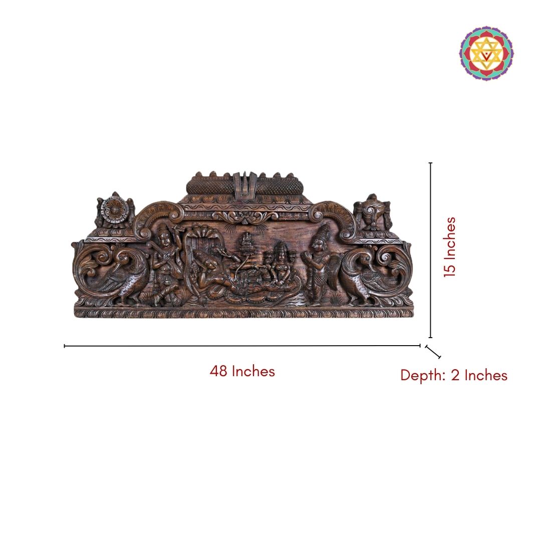 Dimensions of resting Vishnu wood panel – 48x15 inches