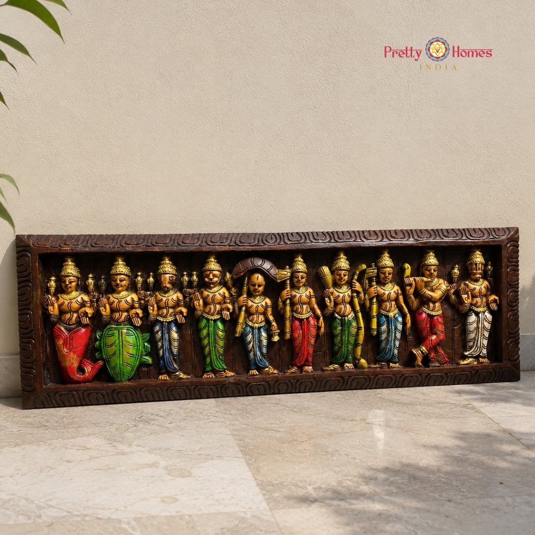 Large Dashavatar Wall Panel – Ten Avatars of Lord Vishnu