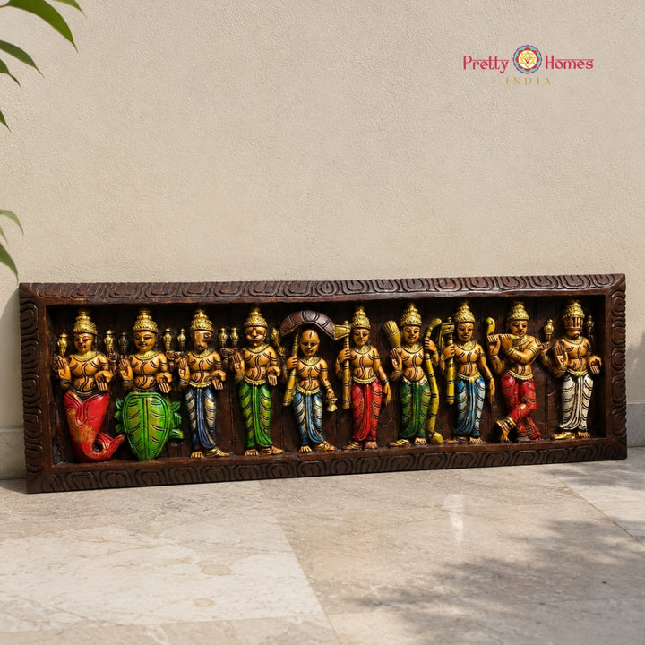 Large Dashavatar Wall Panel – Ten Avatars of Lord Vishnu
