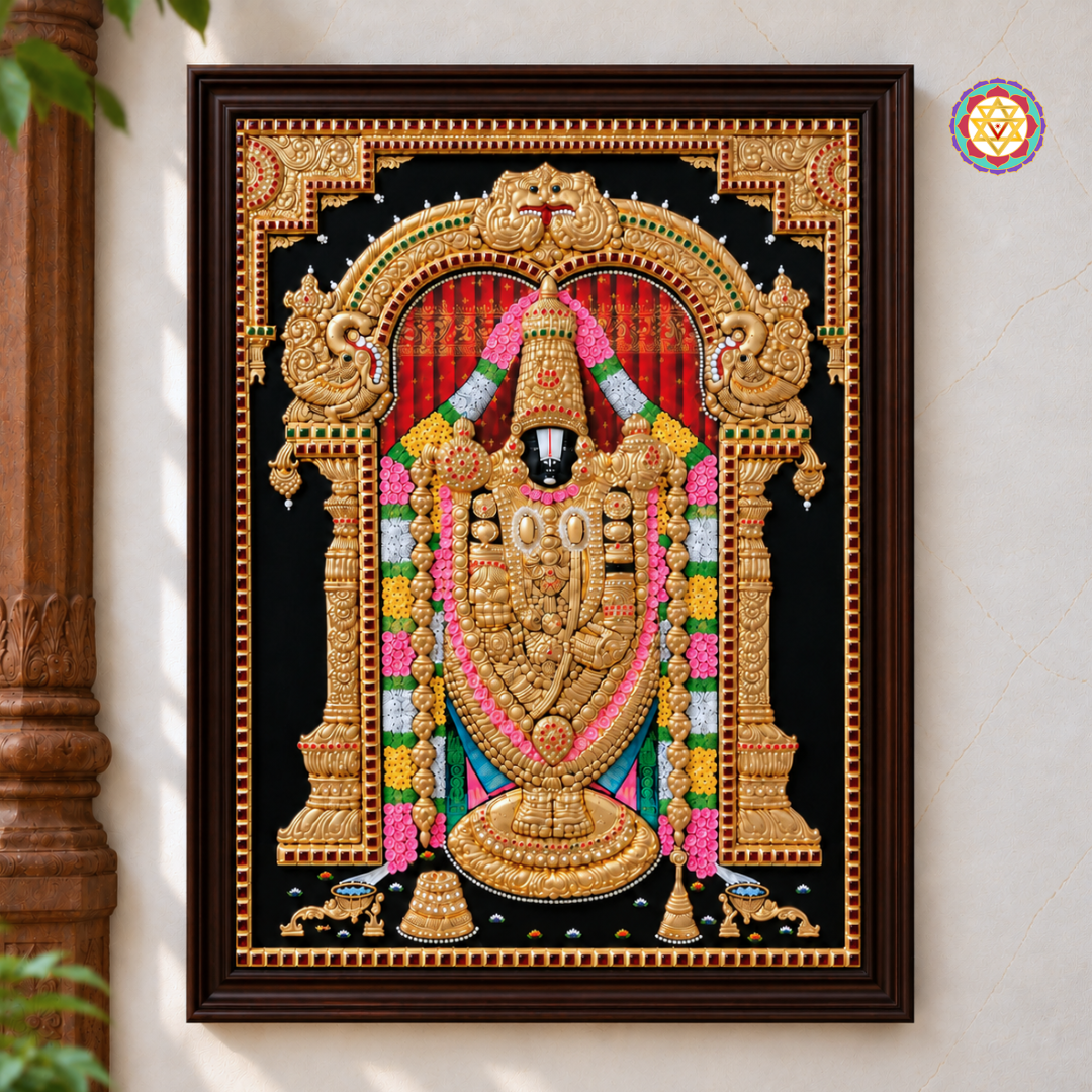 Tirupati Balaji Tanjore Painting with Kirti Mukham