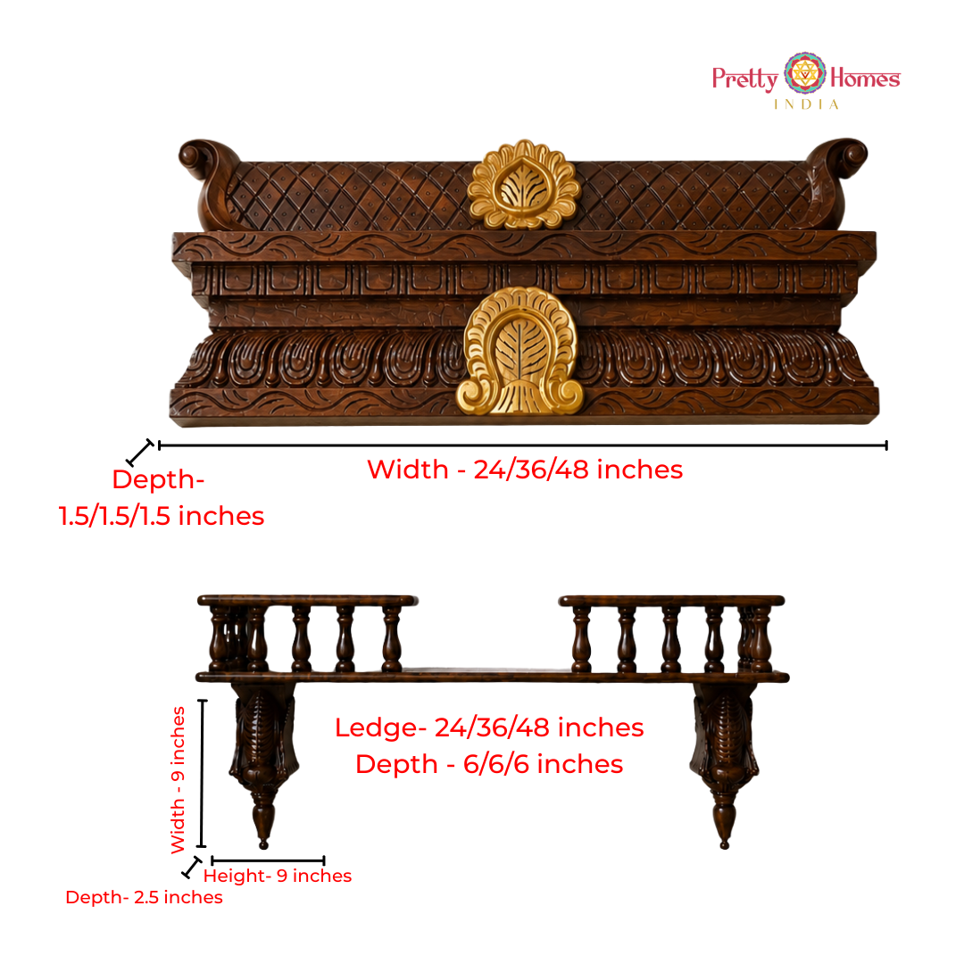 Wood-Carved Gopuram & Bodhil Ledge Set