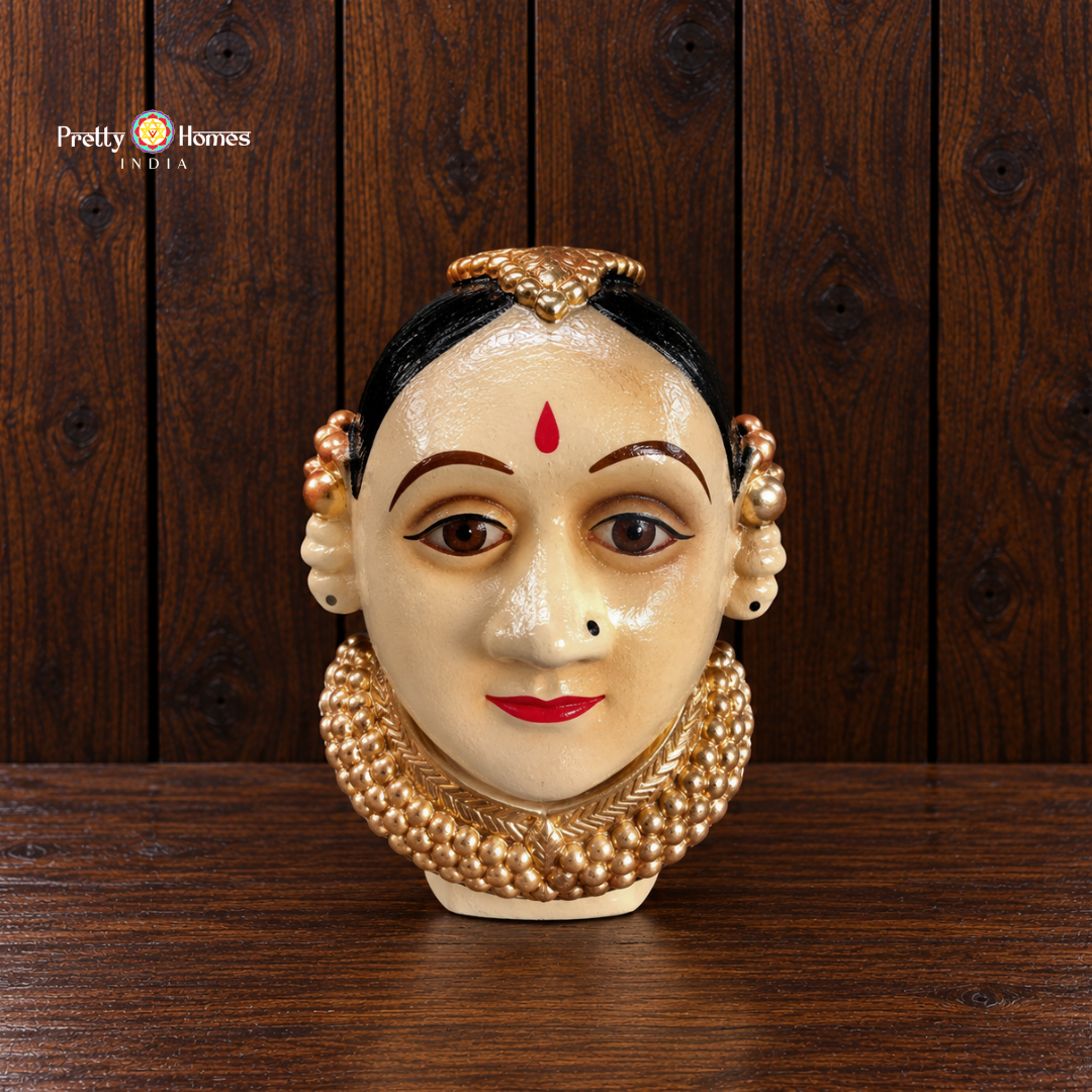 Hand-Painted Gauri Mukhalingam – Brass Gauri Head