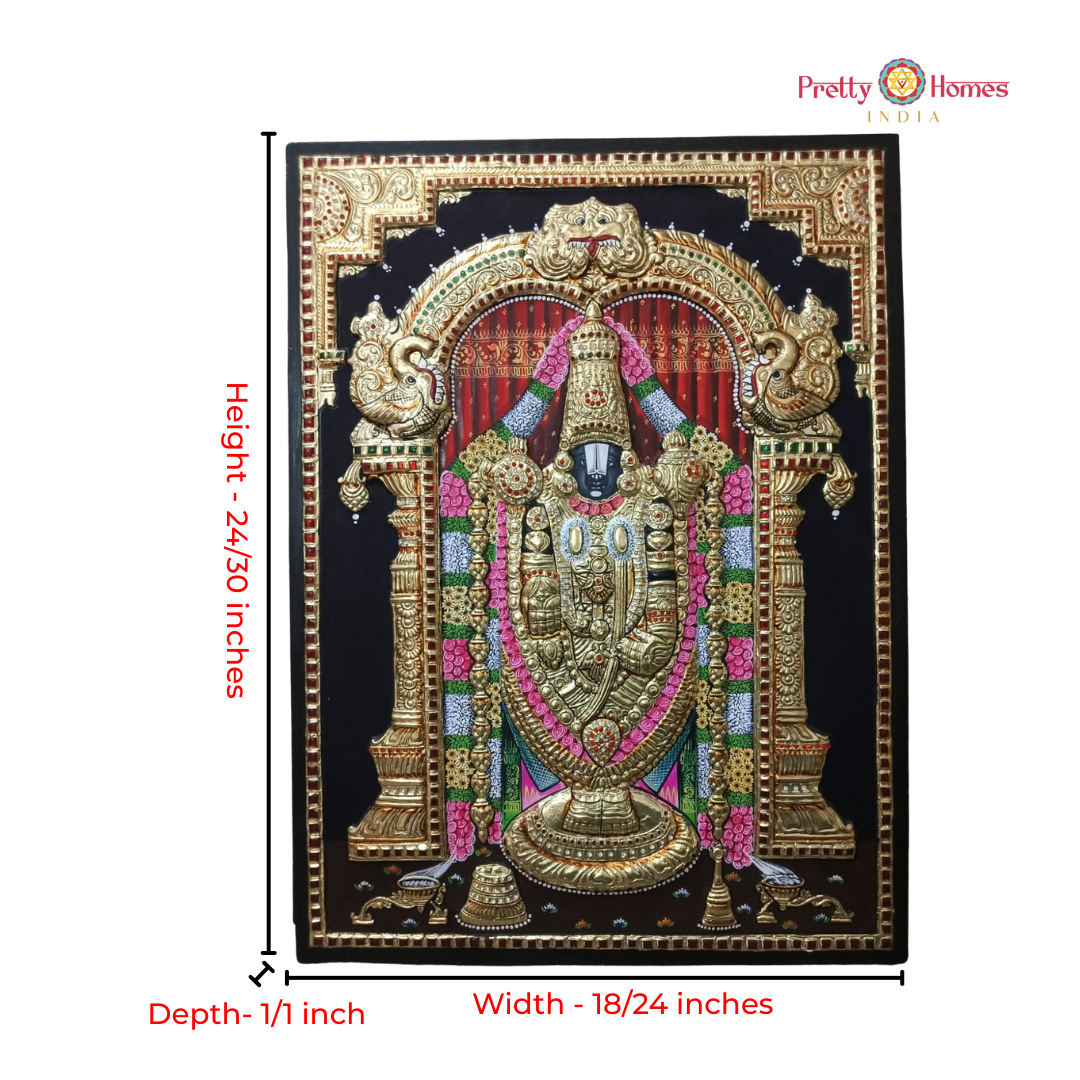 Tirupati Balaji Tanjore Painting with Kirti Mukham