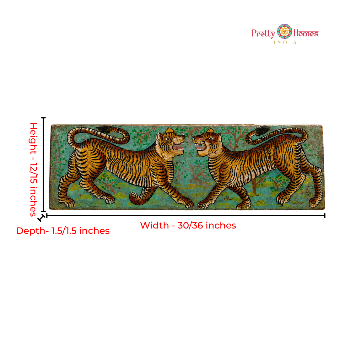 Hand-Painted Tiger Wall Hanging Panel