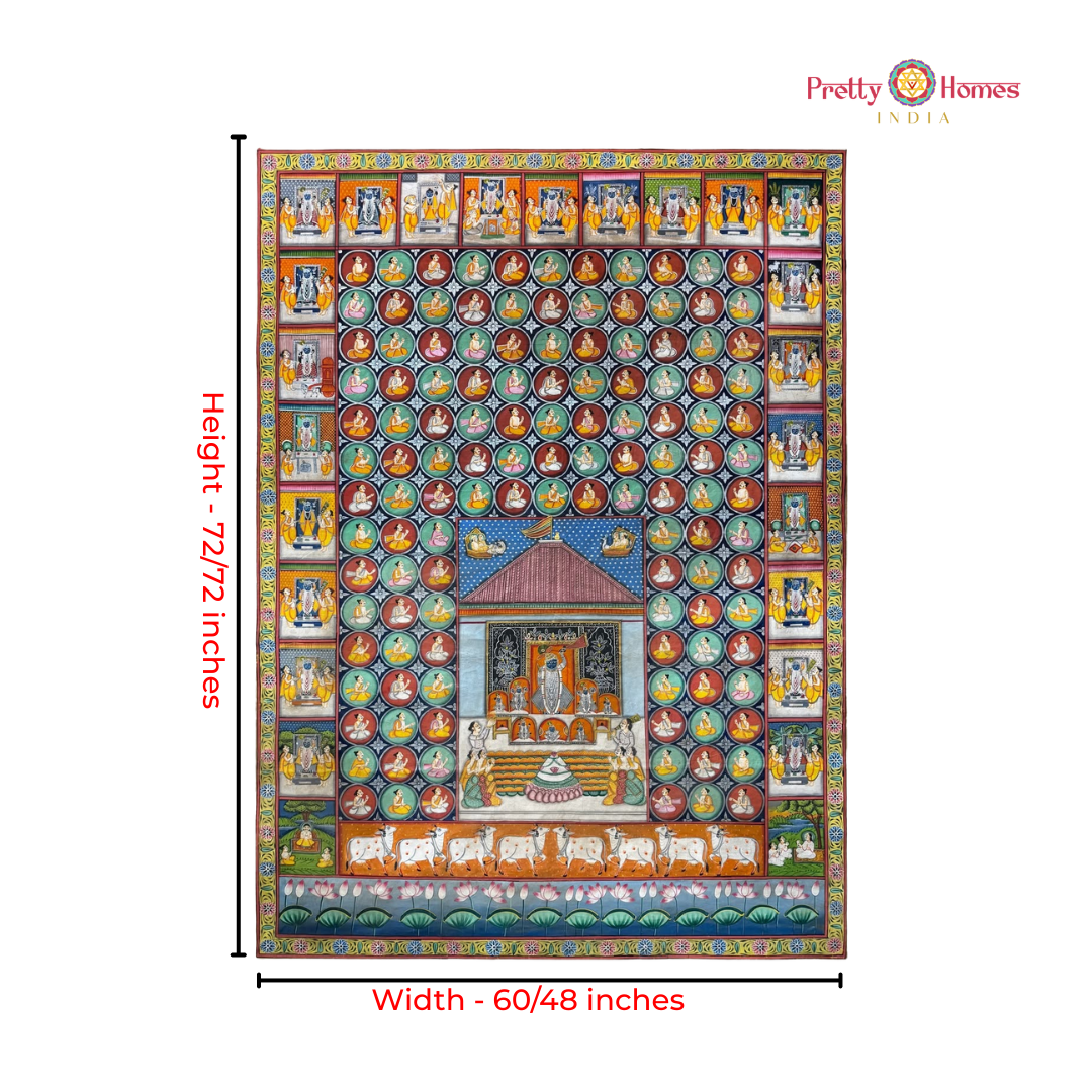 Hand-Painted Pichwai – Shrinathji Chaurasi Vaishnav Pichwai