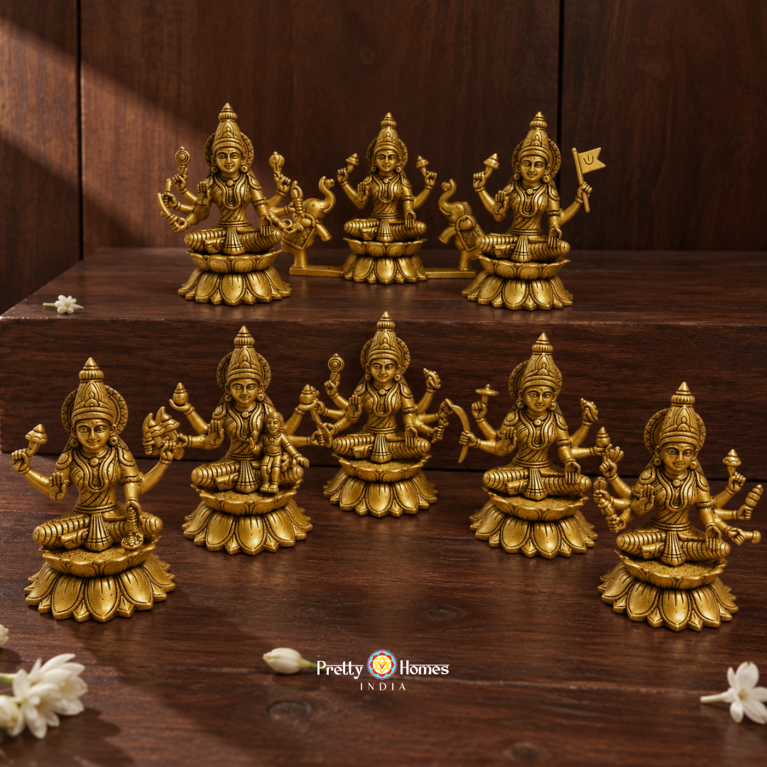 Set of 8 Brass Ashtalakshmi Idols – Superfine Finish