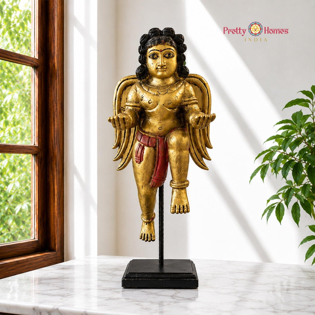 Rustic Wooden Angels on Stand