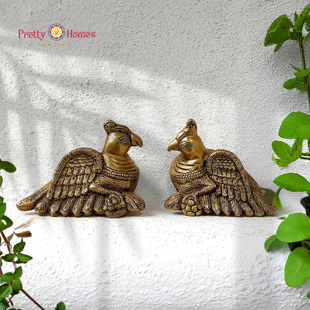 Decorative brass parrot pair wall hanging handcrafted in India