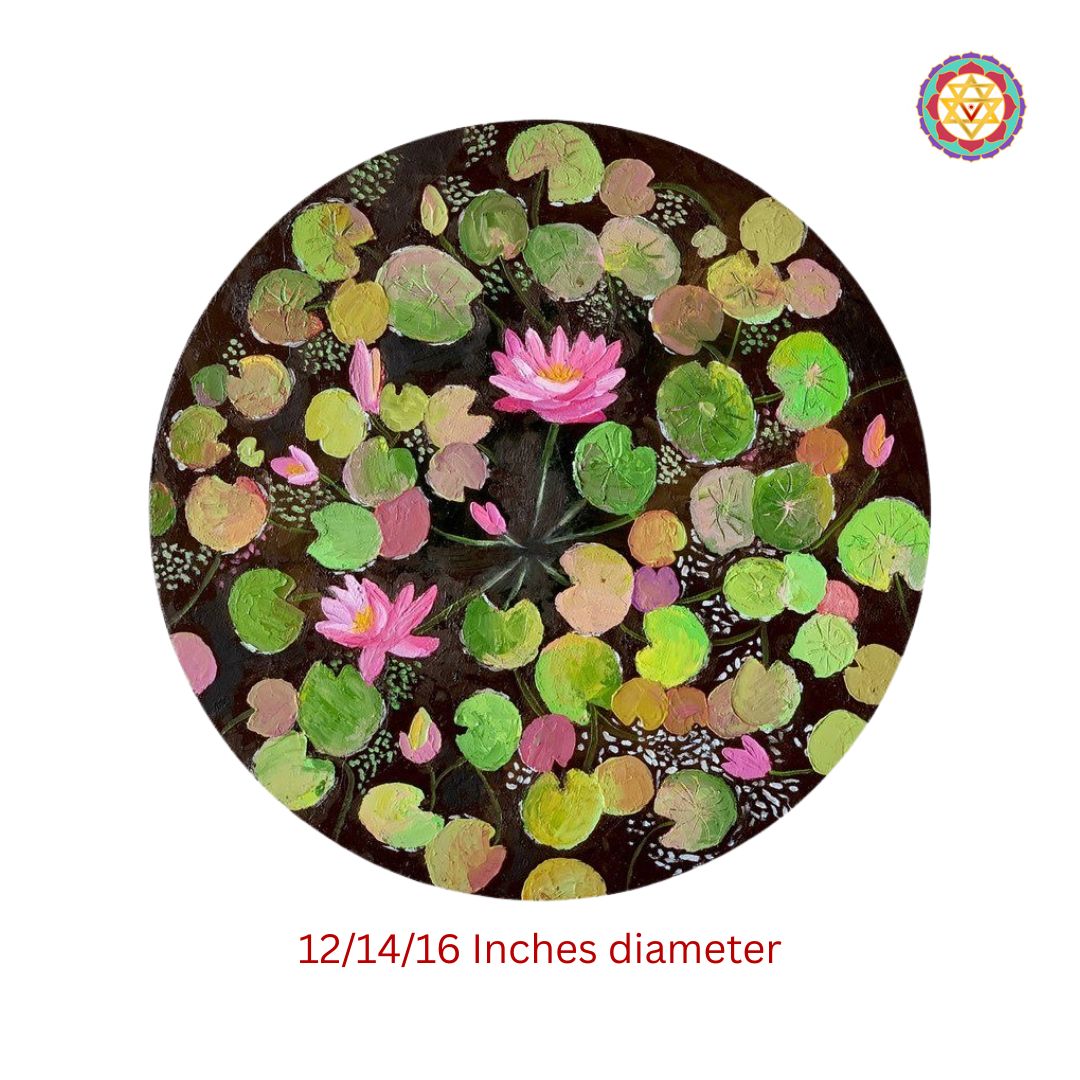 Hand painted wall plate -abstract lotus pond -1