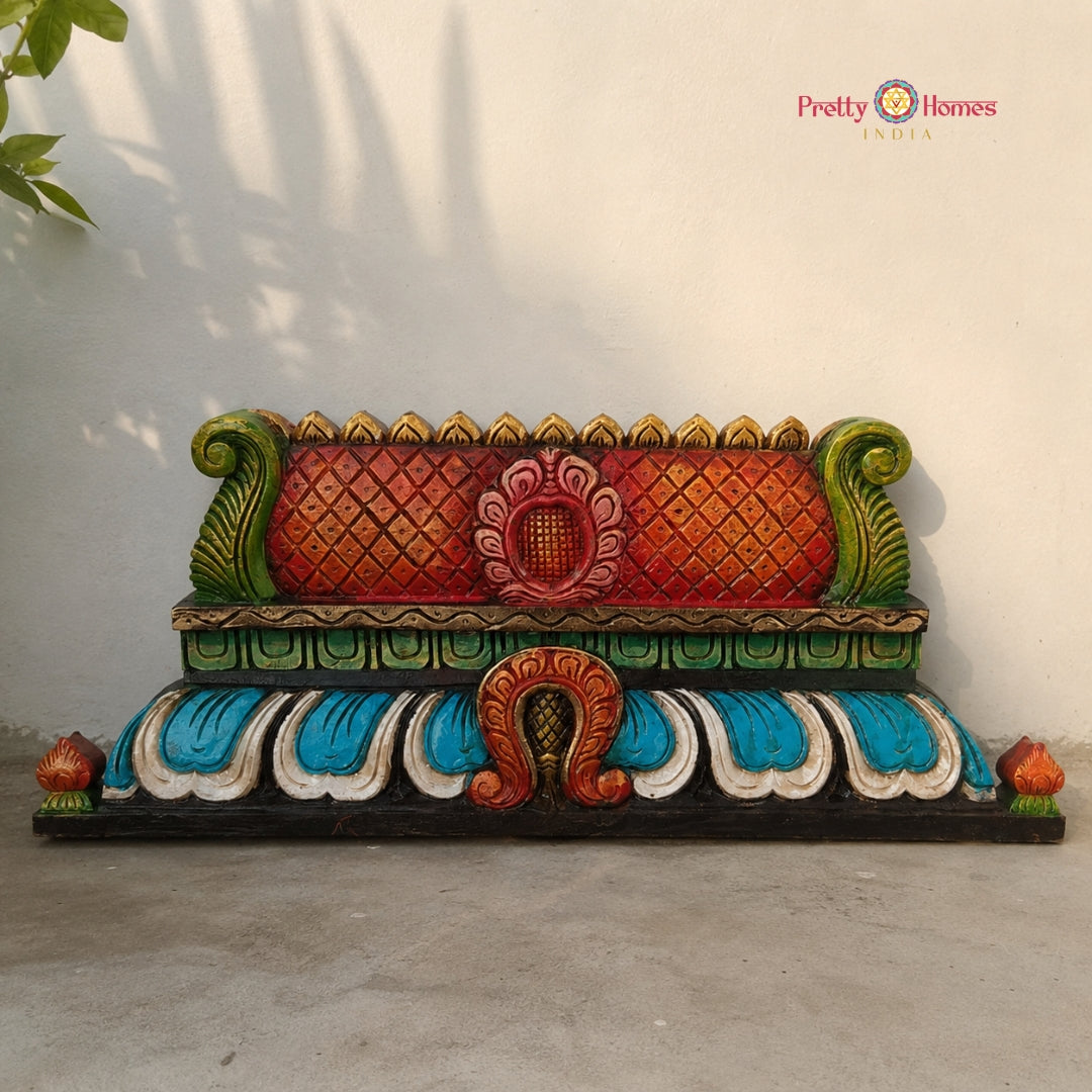 Woodcarved Mandir-Top Gopuram Style Wall Panel