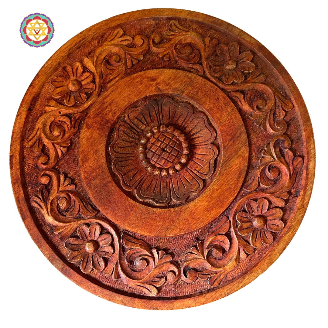 Handcarved Wooden Auspicious Ram Darbar Tabke top, with carved top