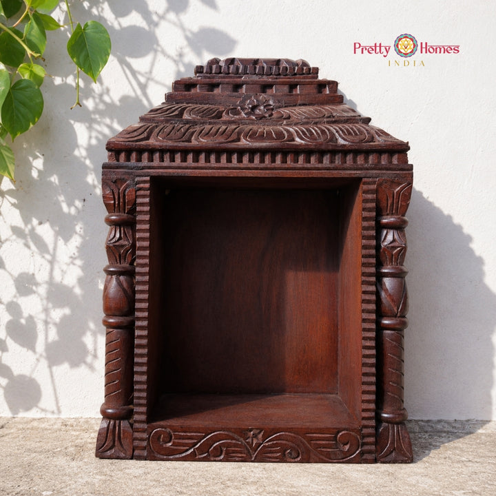Wood Carved Gopuram Temple Wall Shelf
