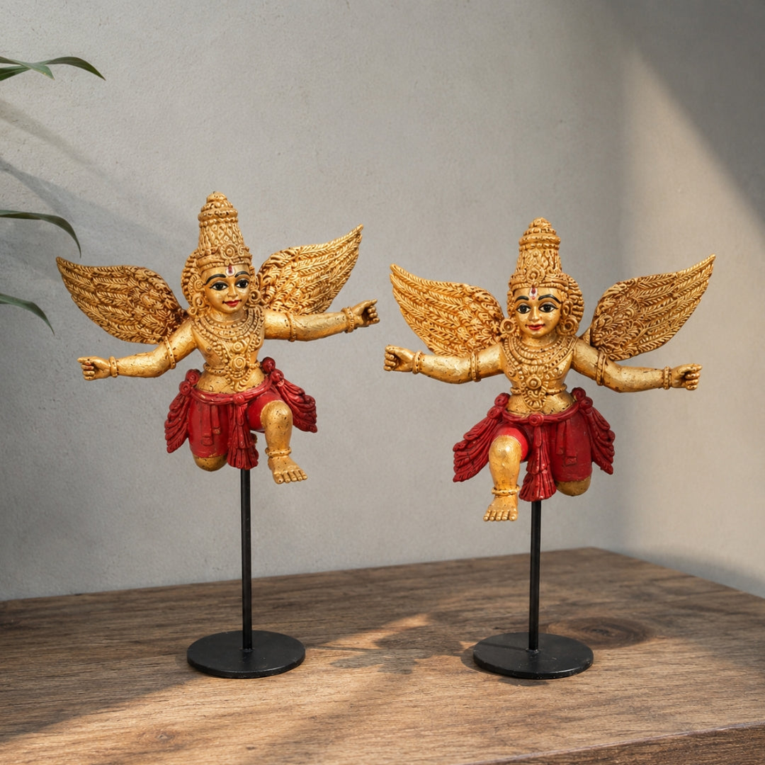 Hand-Carved Gandharva Angel Tabletop Sculpture | Heritage Decor (Single)