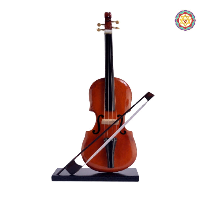 handcrafted 10 inch wooden violin mini instrument for shelf or showcase
