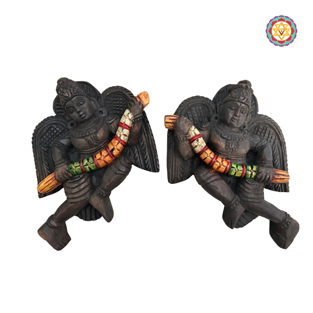 hand-carved gandharva couple wall décor inspired by temple art