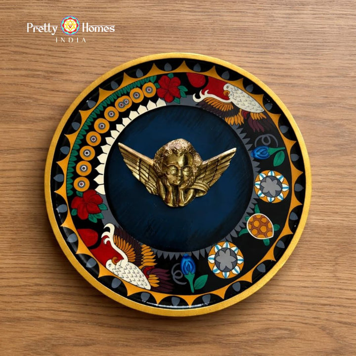 Wall decor – Brass Cherub Handpainted Wall Plate