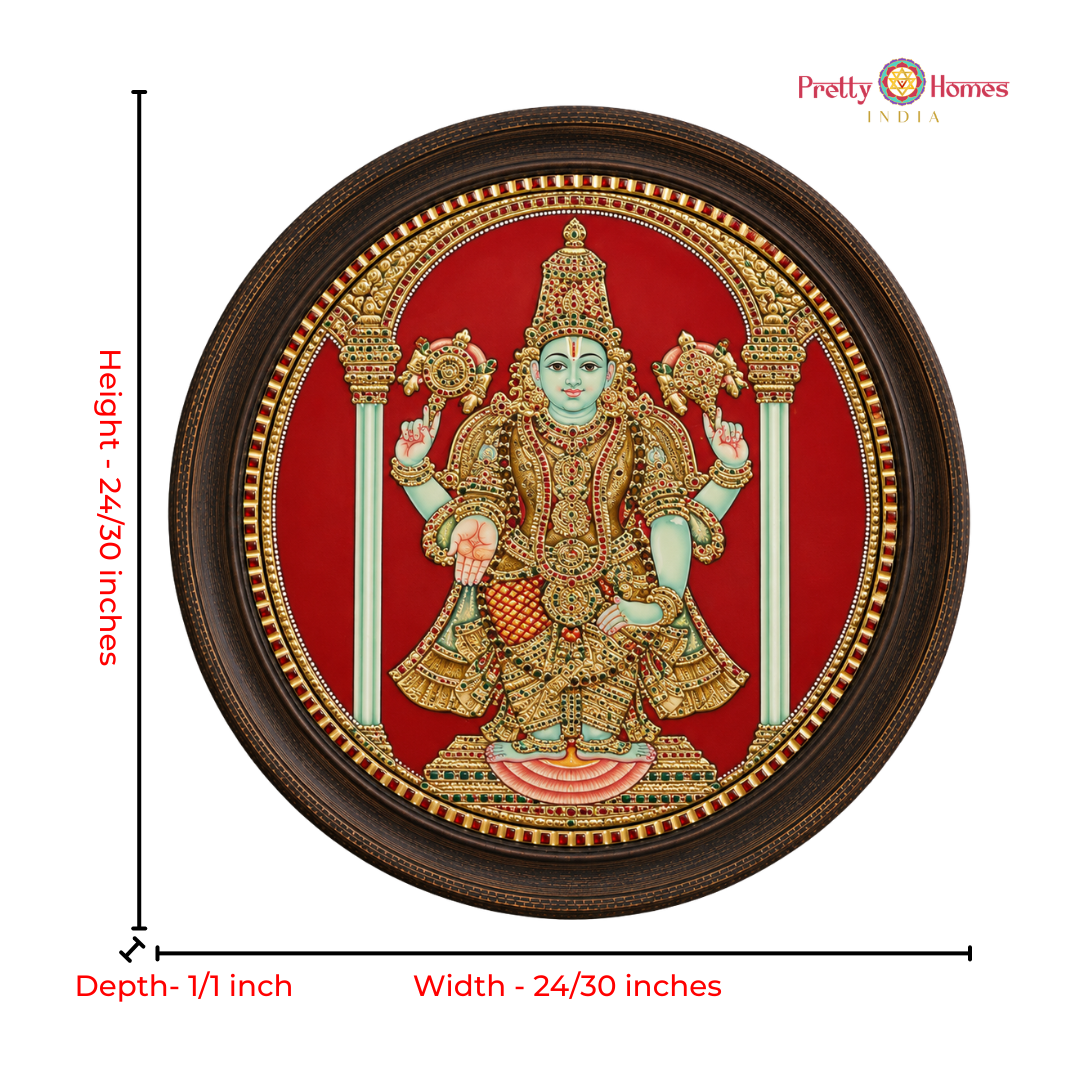 Round Lord Tirupati Balaji – Venkateshwara Tanjore Painting