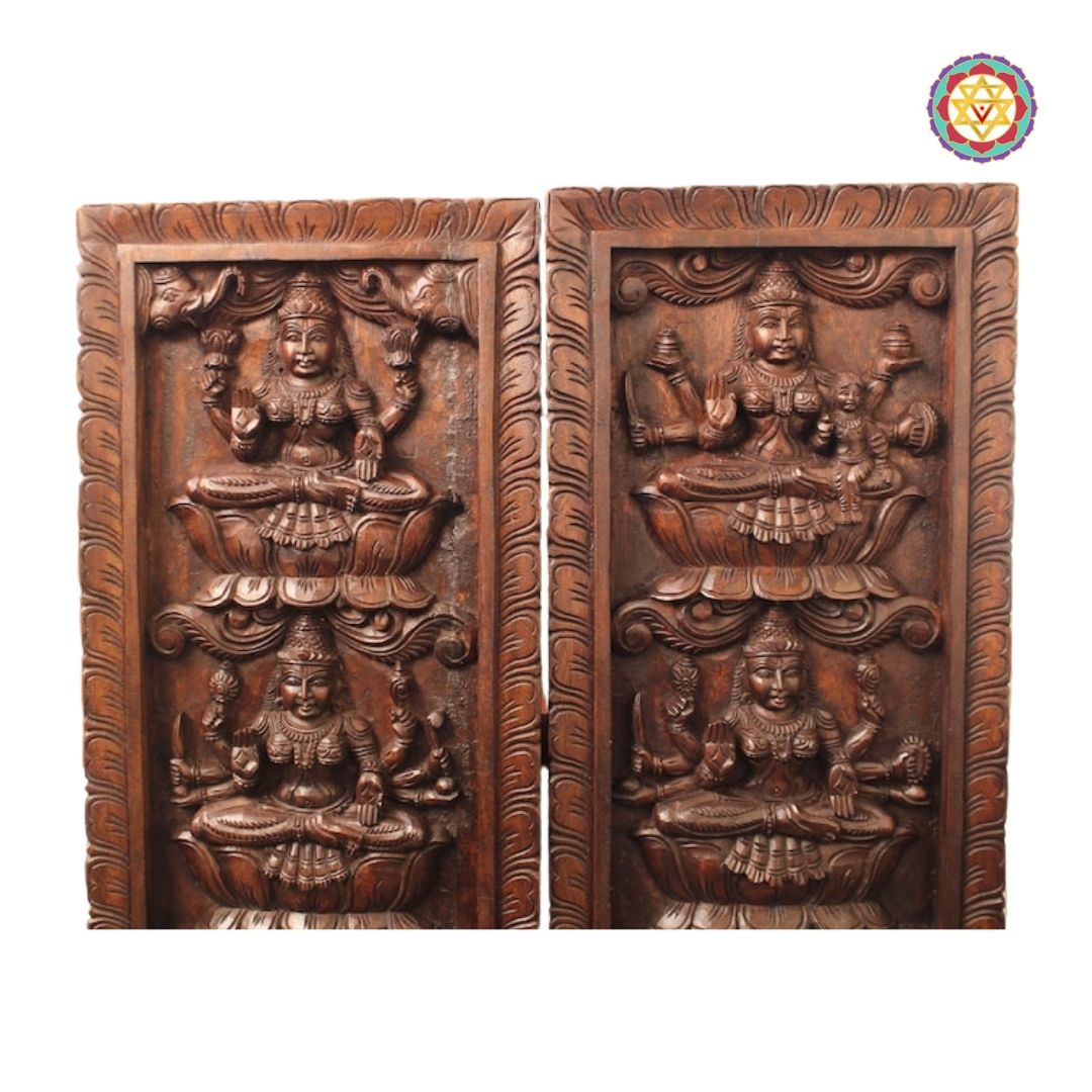 ashtalakshmi carved panel angled view showing intricate details