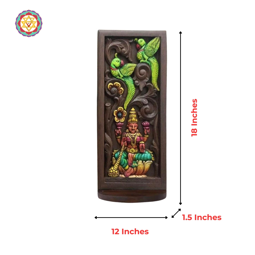 mahogany wood lakshmi frame with handpainted annapakshi bracket design