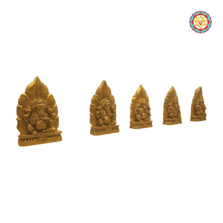 Woodcarved aesthetic Leaf design Lord Ganesh.