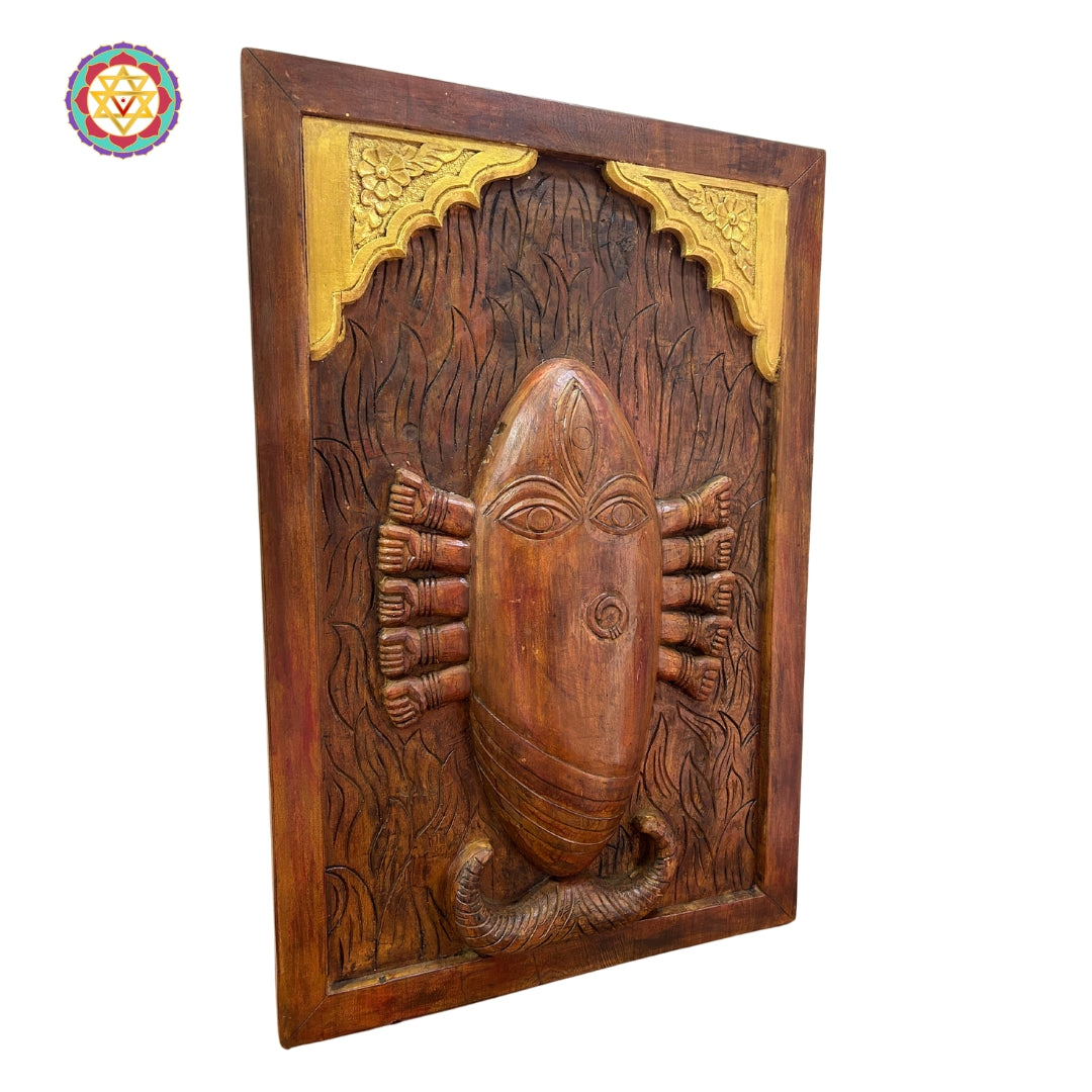 Wood carved Linga Bhairavi Frame. The Divine Feminine.