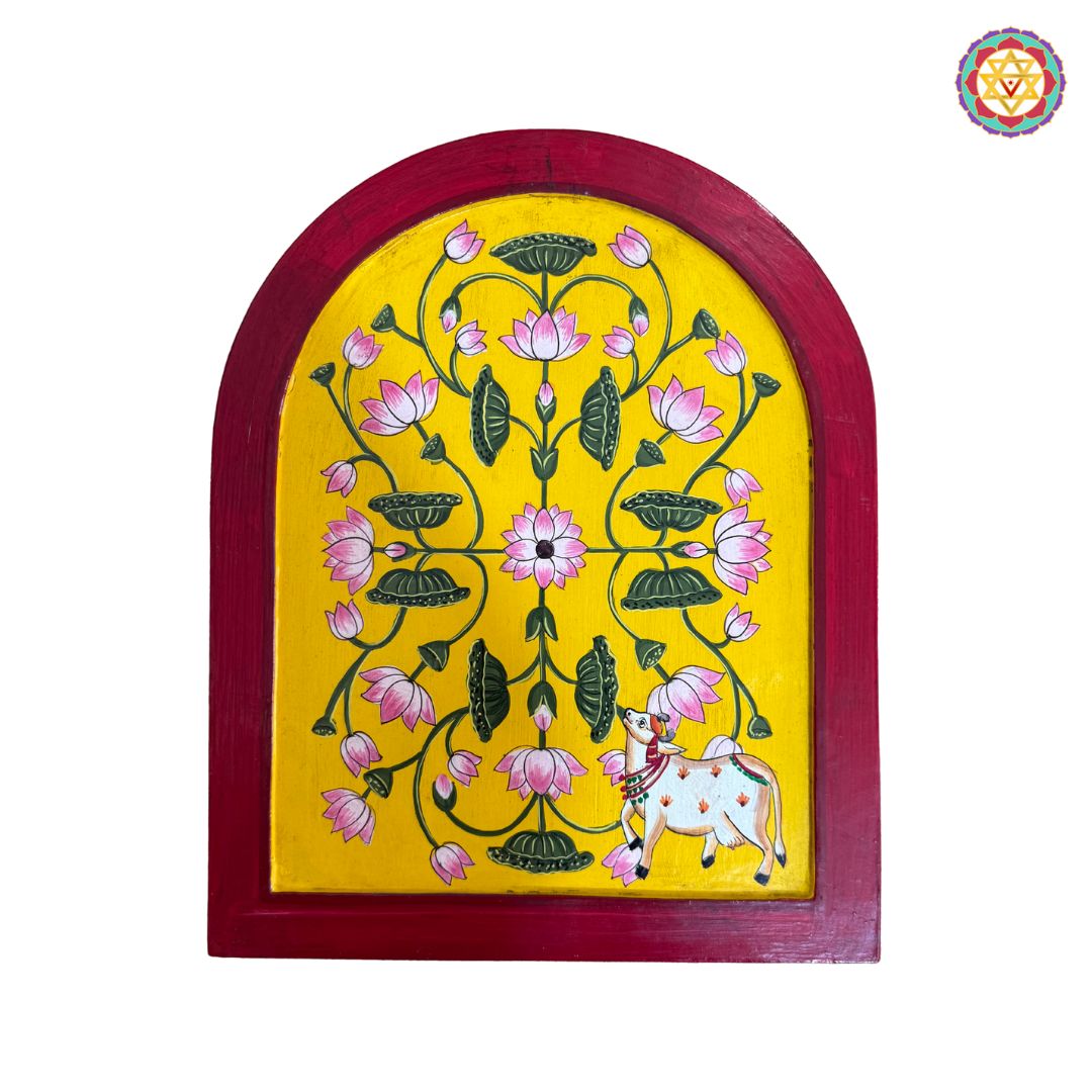 Arched Pichwai Wooden Frame – Handpainted & Ready to Hang