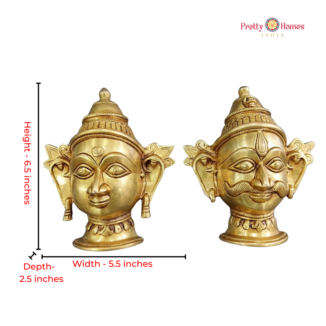 Brass Shiva & Parvati Wall Mount /table top -Mukhlingam