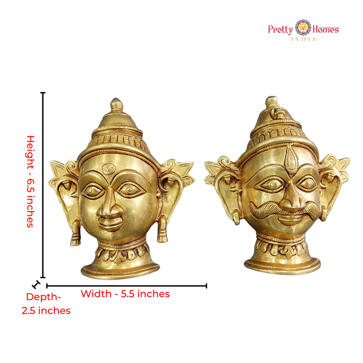 Brass Shiva & Parvati Wall Mount /table top -Mukhlingam