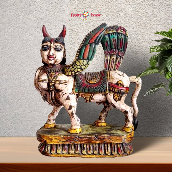 Vintage style ,Woodcarved Kamdhenu/Kamadhenu sculpture