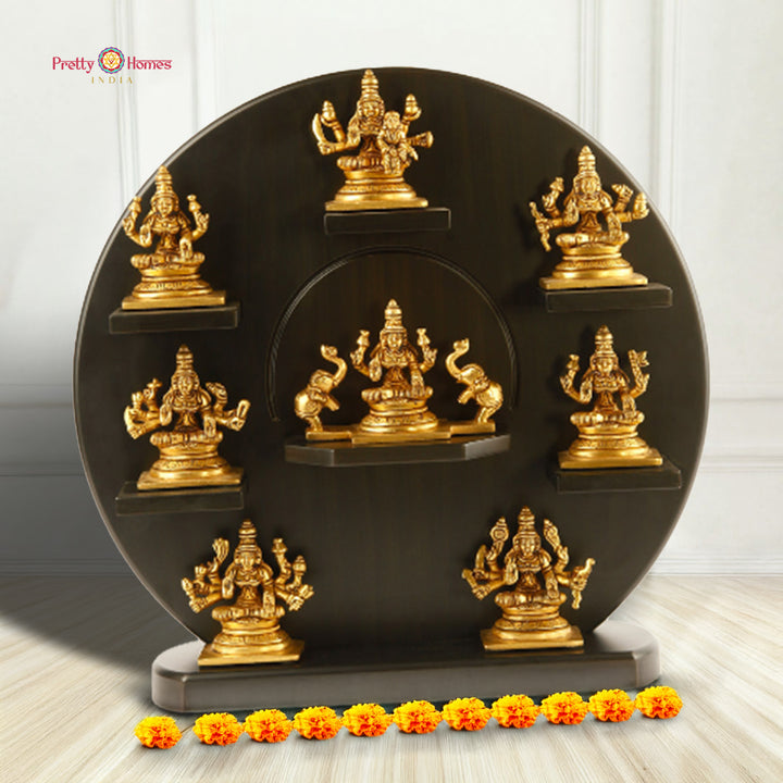 Ashta Lakshmi — Brass & Wood Panel for Sacred & Heritage Interiors