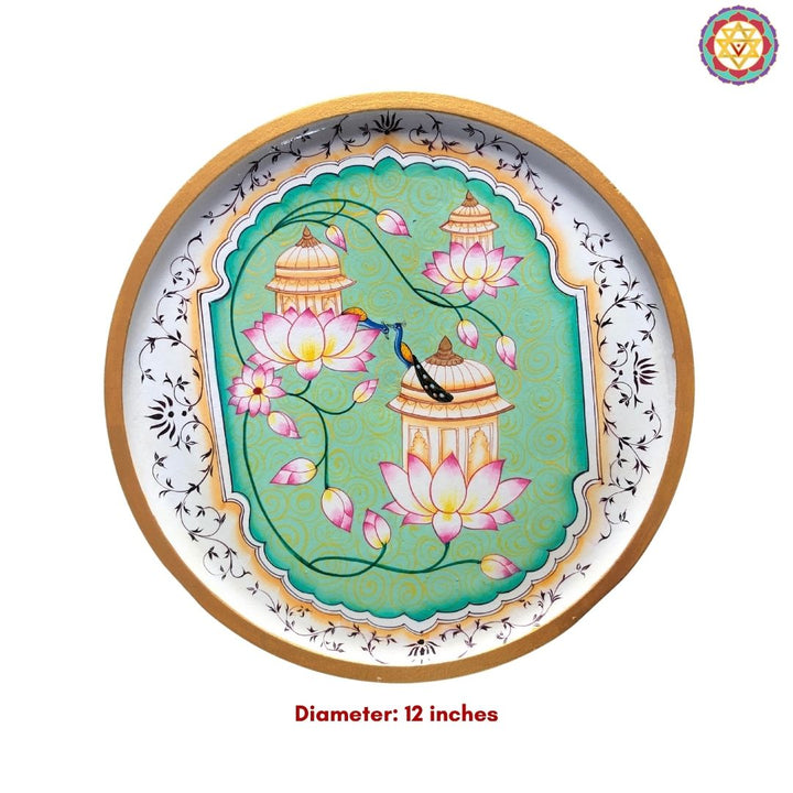 Handpainted Pichwai Wall Plate – Garden & Palace Scenes