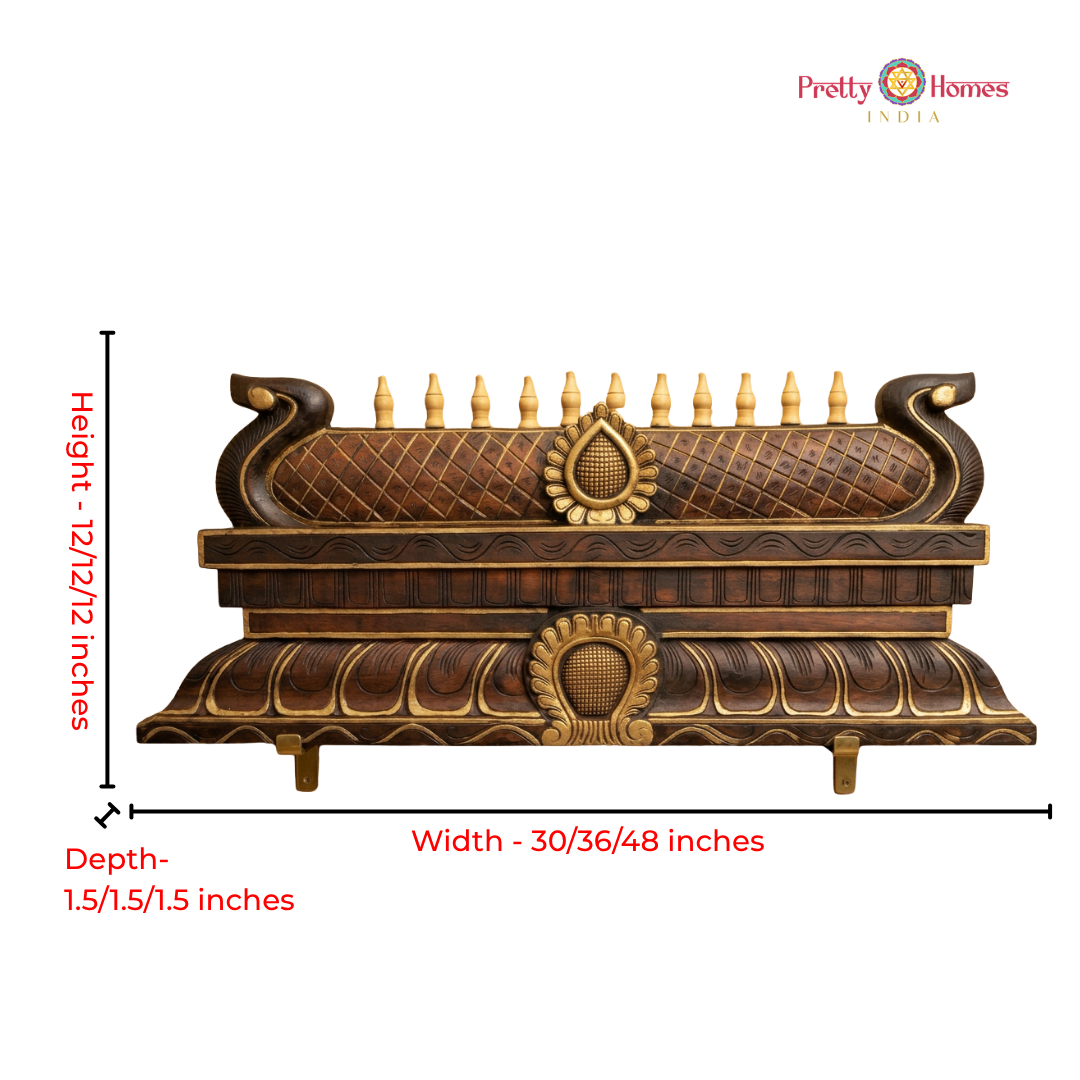 Woodcarved Chettinad-Style Temple Gopuram Panel