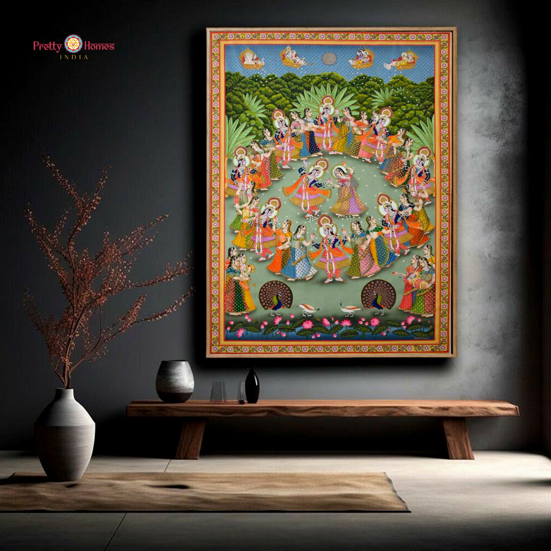 wooden lakshmi wall panel with intricate lotus carving and antique finish