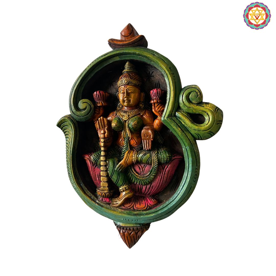 woodcarved exclusive om shaped Dhanlaxmi wall frame