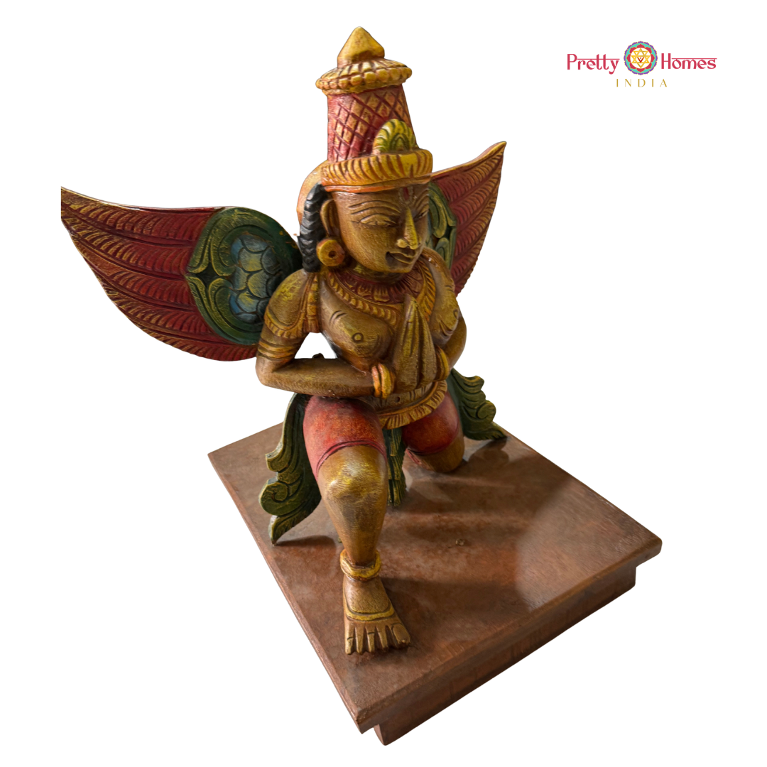 Hand-Carved Garuda Statue with Stand