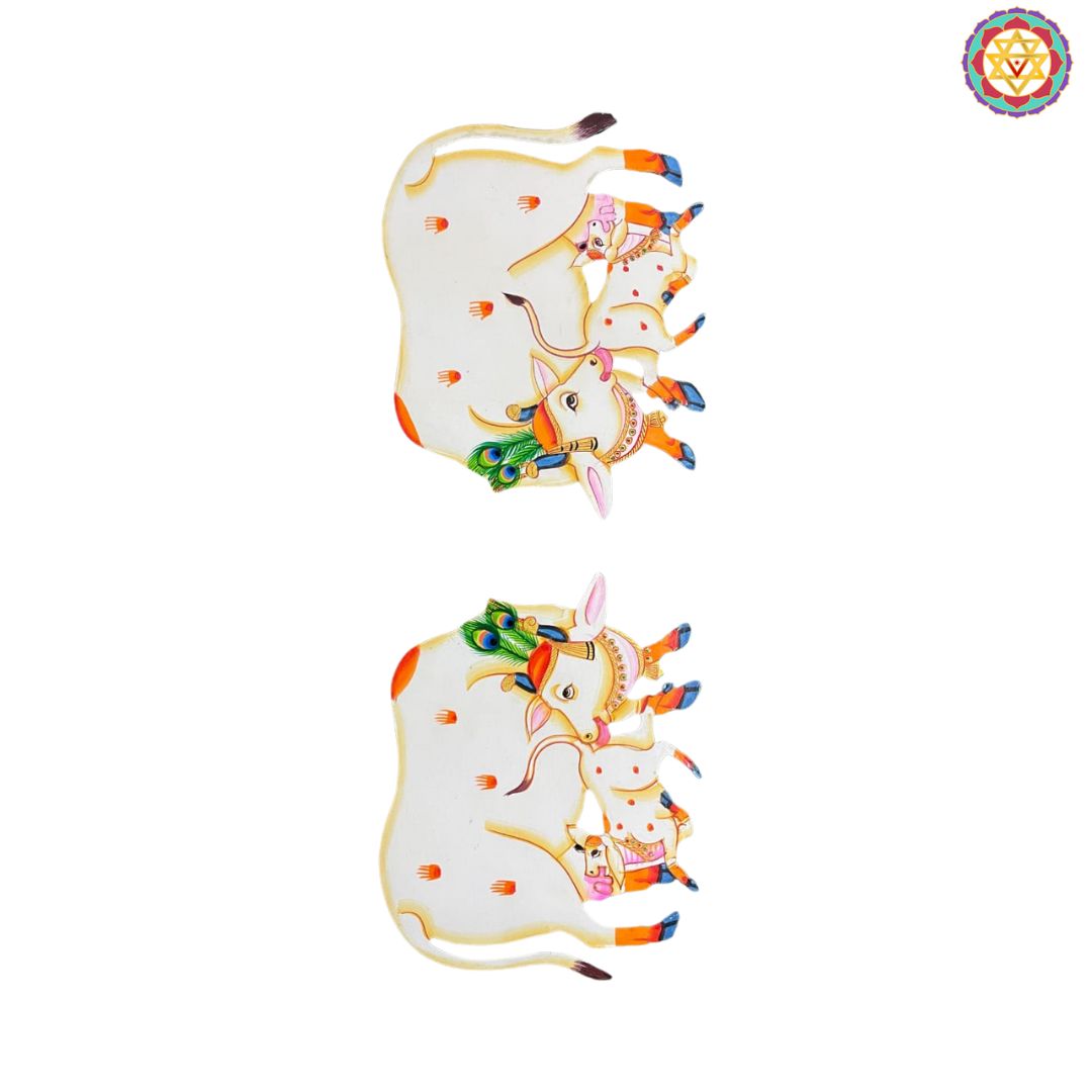 pichwai cow and calf wall decor handpainted folk design