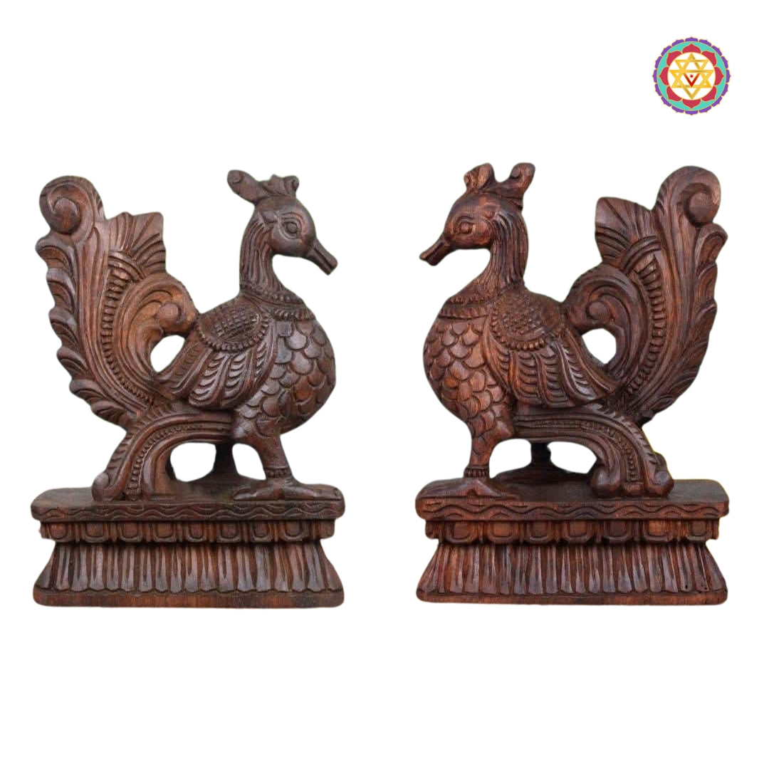 Standing Swan /Bird Hamsa (Annapakshi) Wooden Sculpture - Single