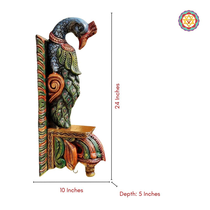 Intricately carved large Peacock Brackets/Wall Hanging. Wood carved and Handmade. (each)