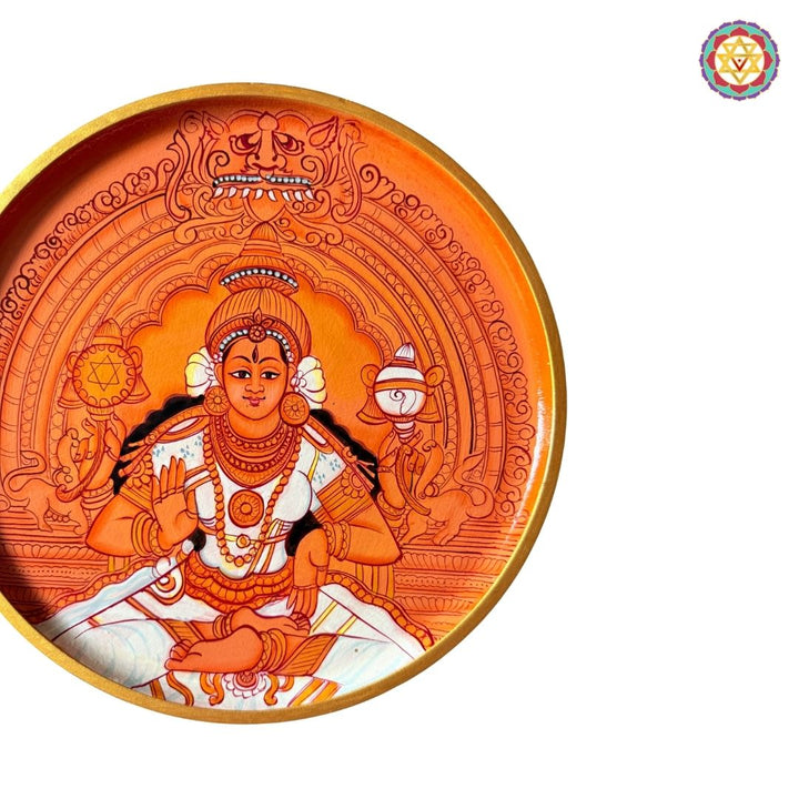 Raj Rajeshwari Tripura Sundari – Kerala Mural Handpainted Wall Plate